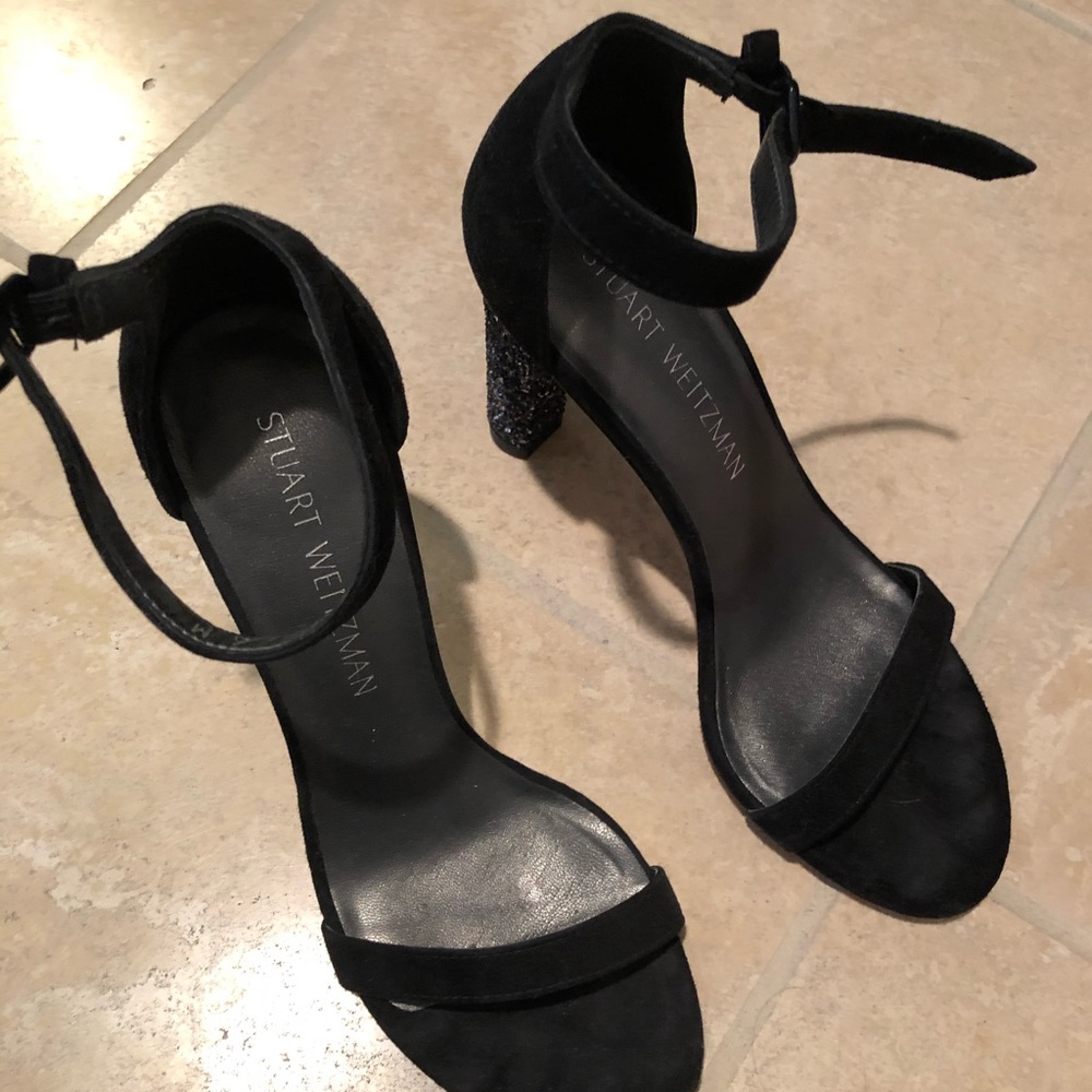 Stuart Weitman high heel sandals in black velvet